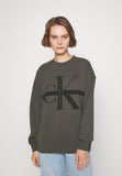 Calvin Klein  J219946 Stripe Monologo Washed Crew Neck  Grey