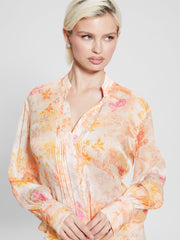 Guess Ls Monica Chiffon Top Floral