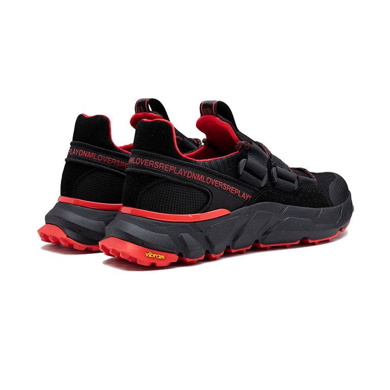 Replay Mens Split Camo Shoes Black And Red