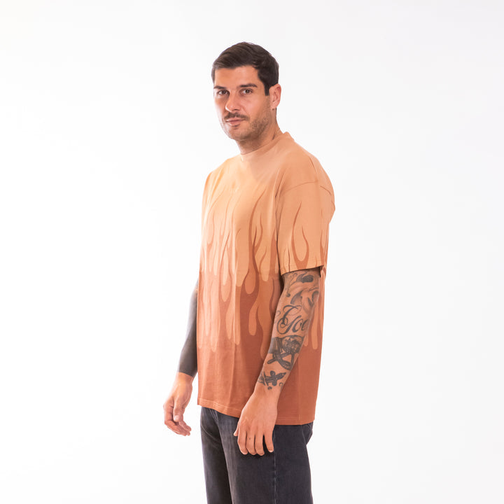 Vision Of Super Vs00514 Tshirt With Double Flame Terracota