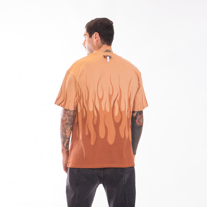 Vision Of Super Vs00514 Tshirt With Double Flame Terracota
