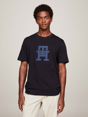 Tommy Hilfiger Mw32589 Msw Monogram Applique Tee  Navy