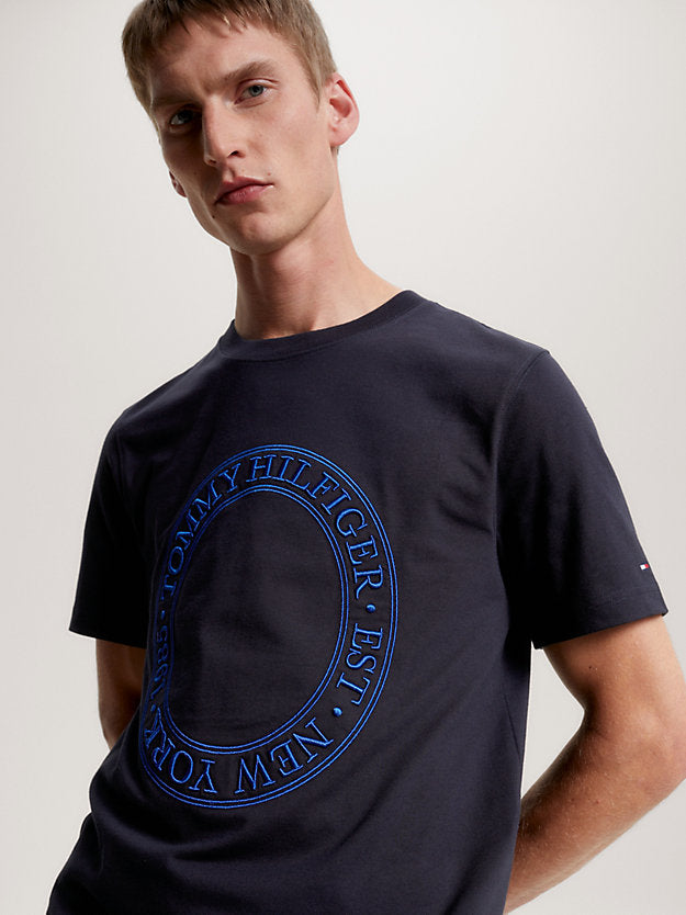 Tommy Hilfiger Mw33042 Msw Embroidery Roundel Tee Navy