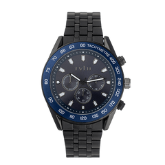 Rvlri Mens Blk Case And Band Navy Blue Dial Watch For Men