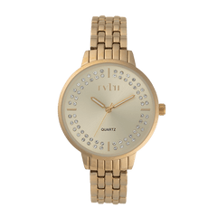 Rvlri Lds Gold Chase Bclet Stones Watch For Women