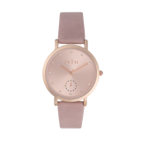 Rvlri Lds Rose Dial Stones Light Pink Band Watch For Women