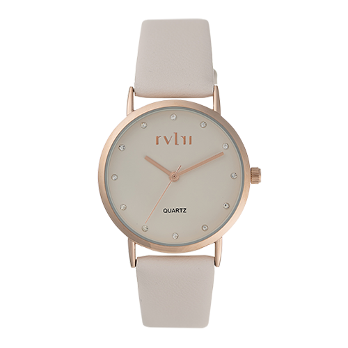 Rvlri Lds Rg Dial Nude Leather Watch For Women