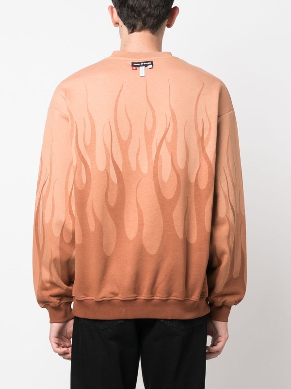 Vision Of Super  Vs00517 Crewneck With Double Flames Terracota
