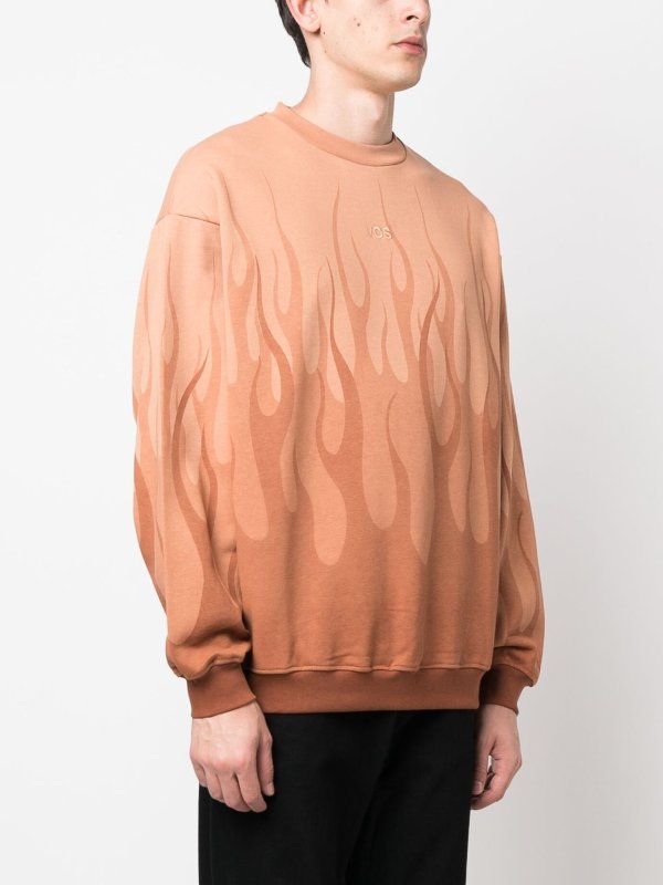 Vision Of Super  Vs00517 Crewneck With Double Flames Terracota