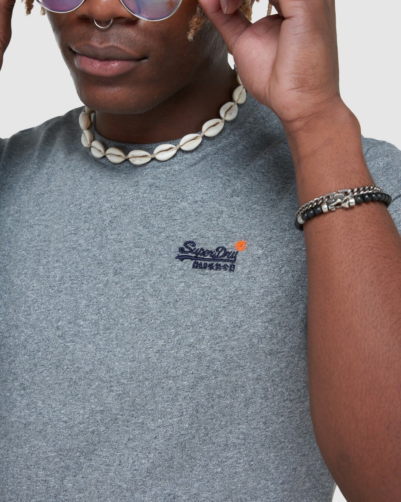 Superdry Mens Orange Label Vintage Embroidery Tee - Grey