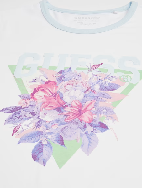 Guess C76006 Lds Ss Cn Triangle Bouquet Tee White