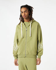 Vision Of Super Vs00558 Zip Hoodie With Embroidery Flame Green