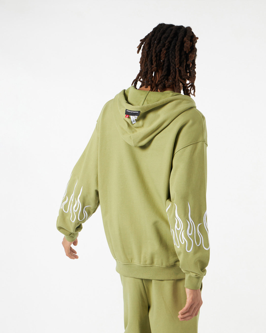 Vision Of Super Vs00558 Zip Hoodie With Embroidery Flame Green