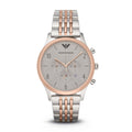 Emporio Armani Mens Beta 2T Silver/Rose Round Stainless Steel Watch - AR1864