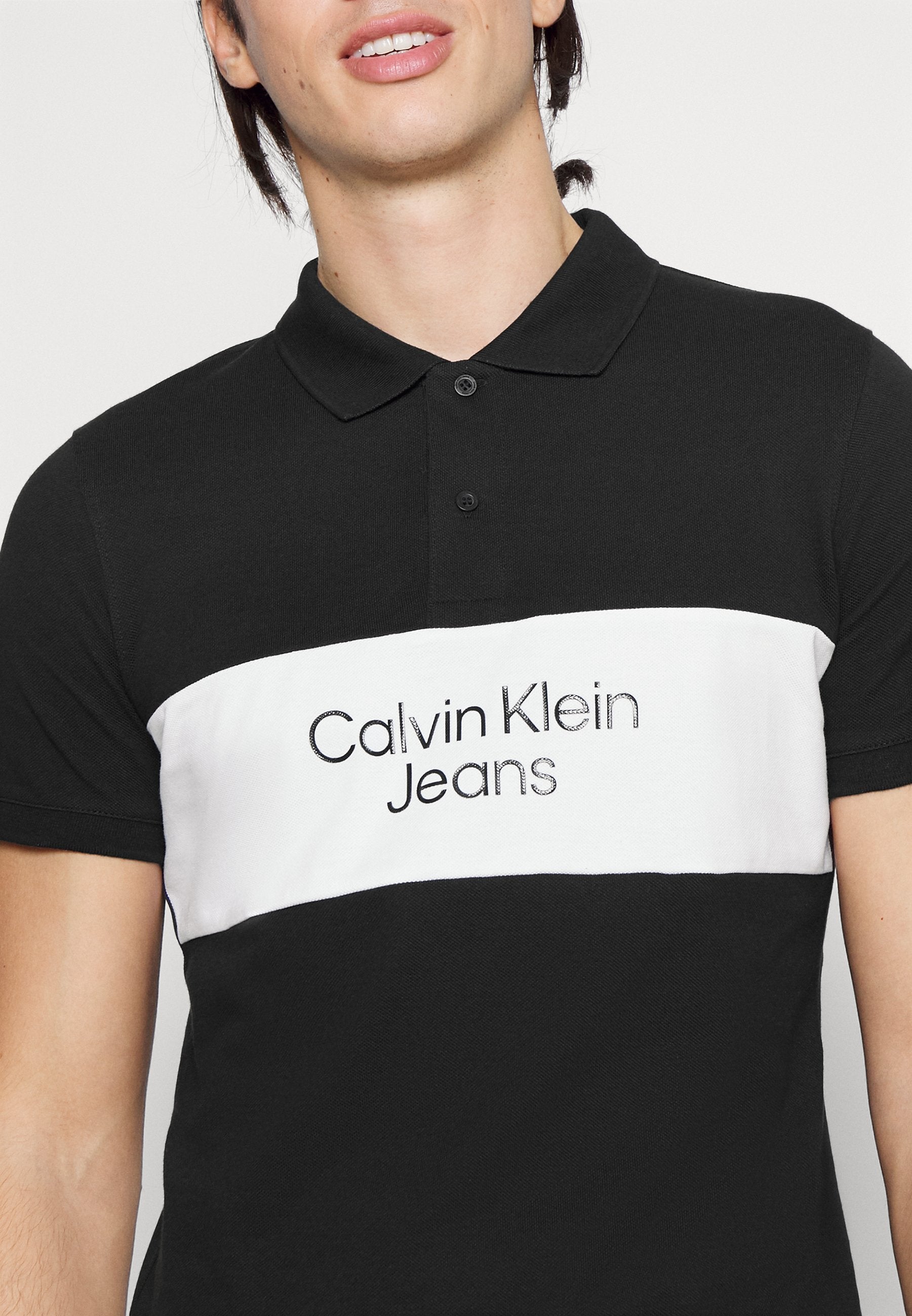 Calvin Klein J3224491 Colorblock Logo Polo Shirt Black
