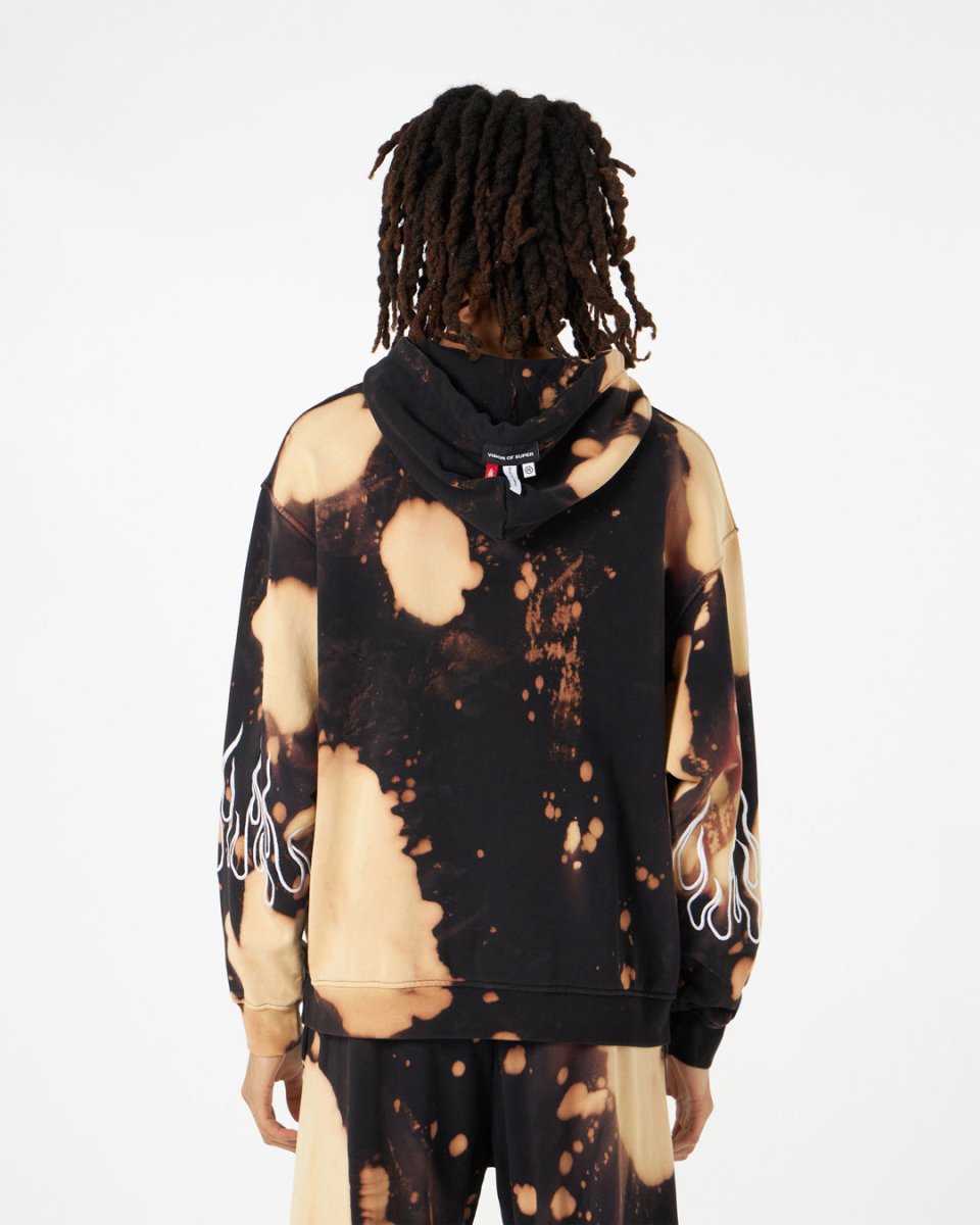 Vision Of Super Vs00586 Tie Dye Hoodie With Embroidery Flame Black