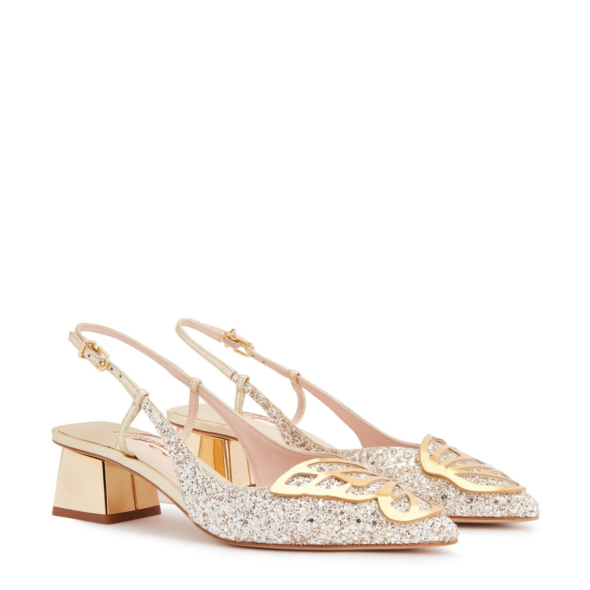 Sophia Webster Saw230 Butterfly Low Slingback Champagne