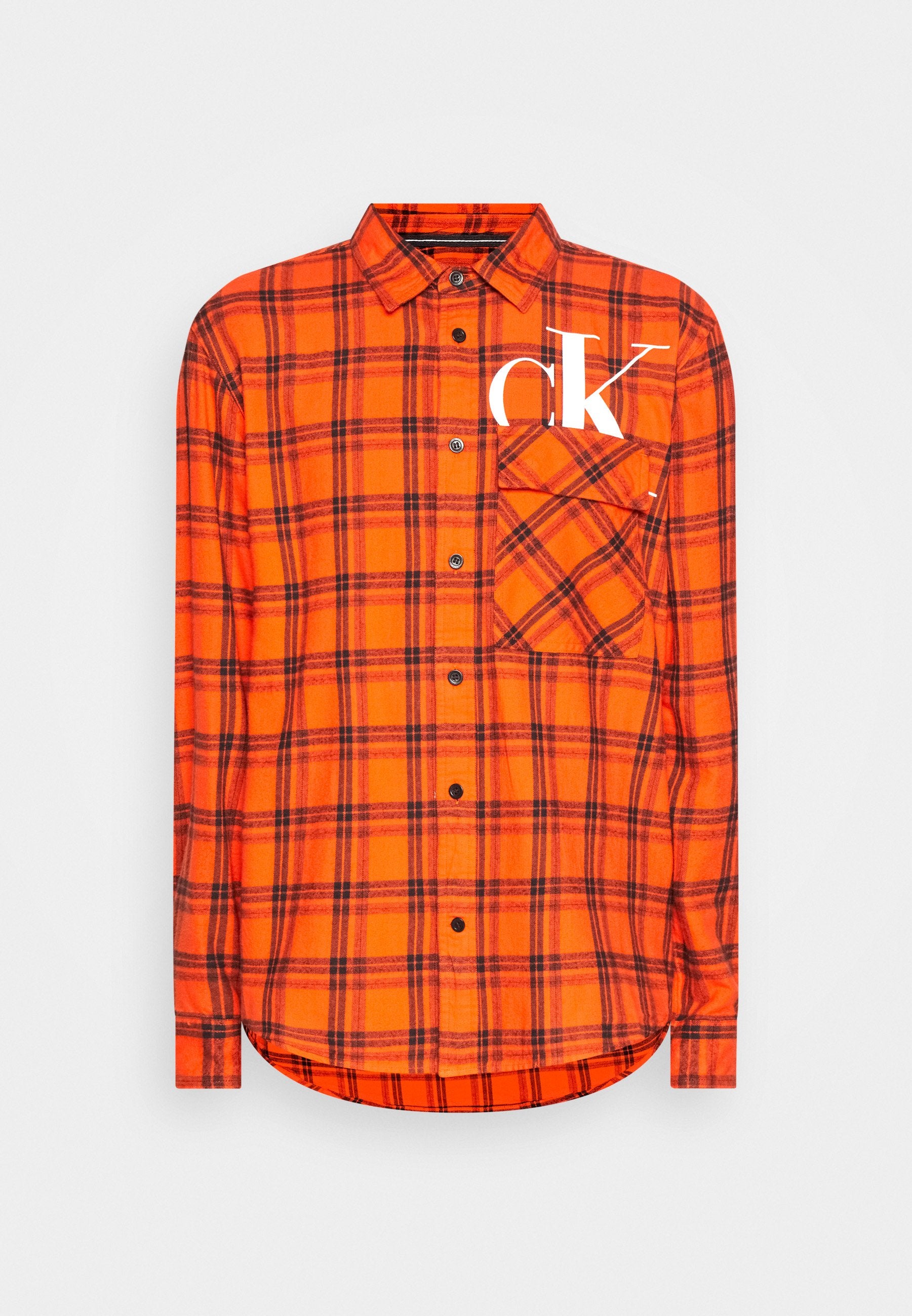 Calvin Klein Cut Off Ck Check Shirt Coral