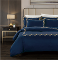 Egyptian Cotton Co Laura Duvet Cover Navy And Gold