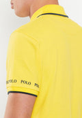 Polo Mens Tipped Logo Pique Golfer Mustard
