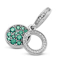 Sparkling Green Disc Double Dangle Charm