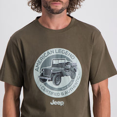 Jeep Mens Photographic Print T-Shirt Fatigue