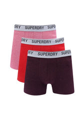 Superdry-M-Boxer Multi 3Pk Red/Pink Burgandy