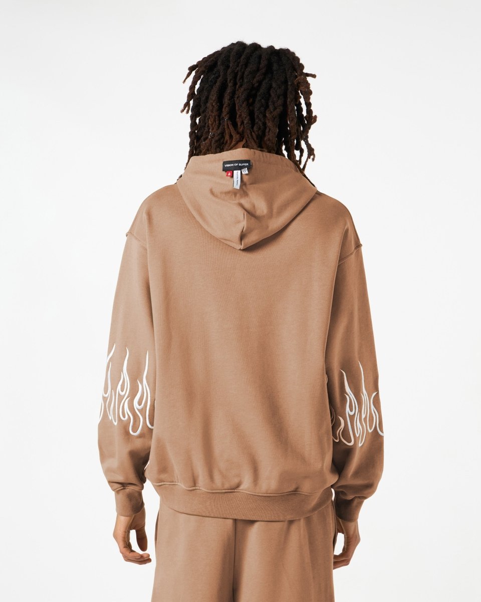 Vision Of Super Vs00559 Zip Hoodie With Embroidery Flame Terracota