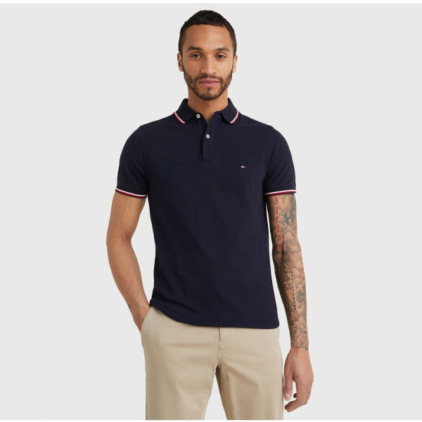Tommy Hilfiger Mw32651 Msw Trim Tape Training Slim Polo  Navy