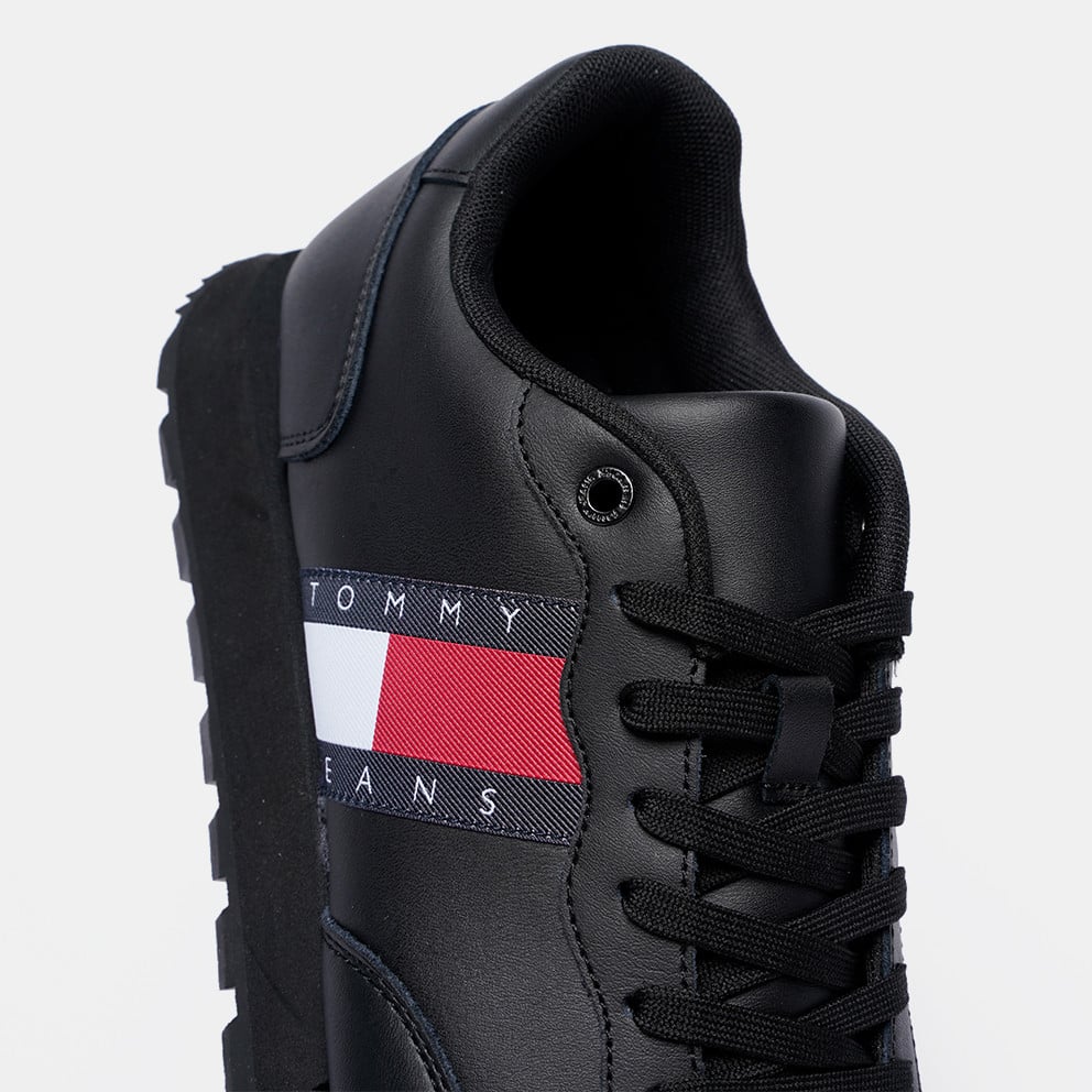 Tommy Hilfiger Em008980 Mens Leather Runner Sneaker Black