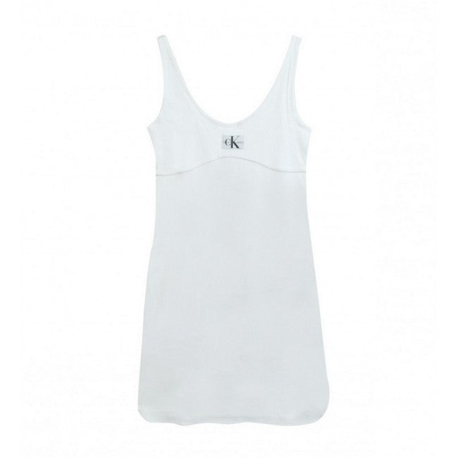 Calvin Klein Badge Rib Strappy Dress J221400 White