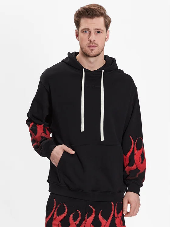 Vision Of Super Vs00477 Hoodie With Red Flames Black