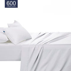 Egyptian Cotton Co 600 Thread Flat Sheet White