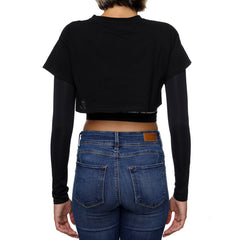 Karl Lagerfeld 235W1721 Layered Cotton Cropped Top