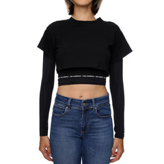 Karl Lagerfeld 235W1721 Layered Cotton Cropped Top